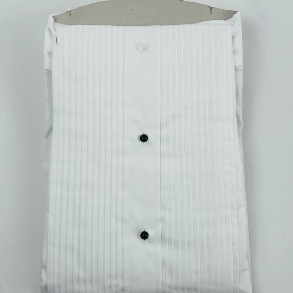 NWT Classix Men White Shirt w Black Buttons Tuxedo Formal Wear 3XL 19-19.5 38/39